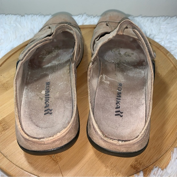 Romika Sandals Slides Women’s Size 10 Sz 41 Beige Hook & Loop Strap Leather - Picture 2 of 8